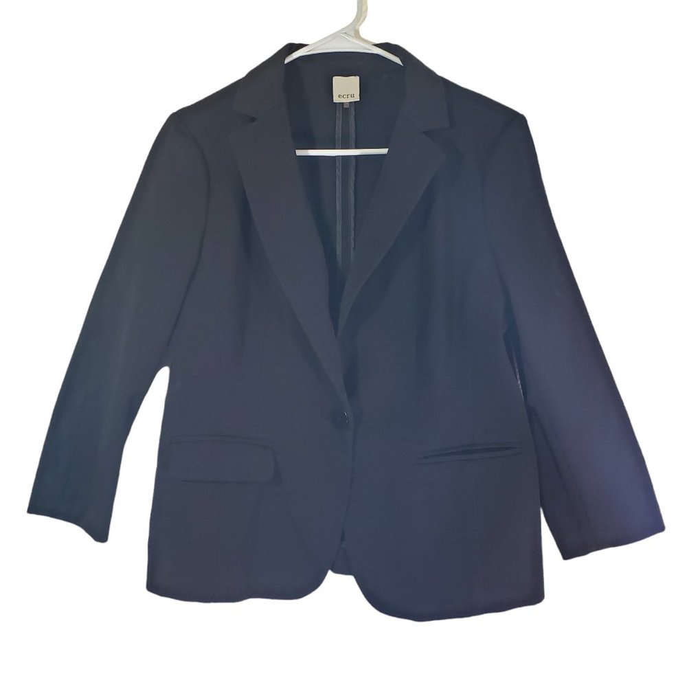 ECRU Women's Size 10 Black Solid Blazer, Work, Fitted, Dress Jacket